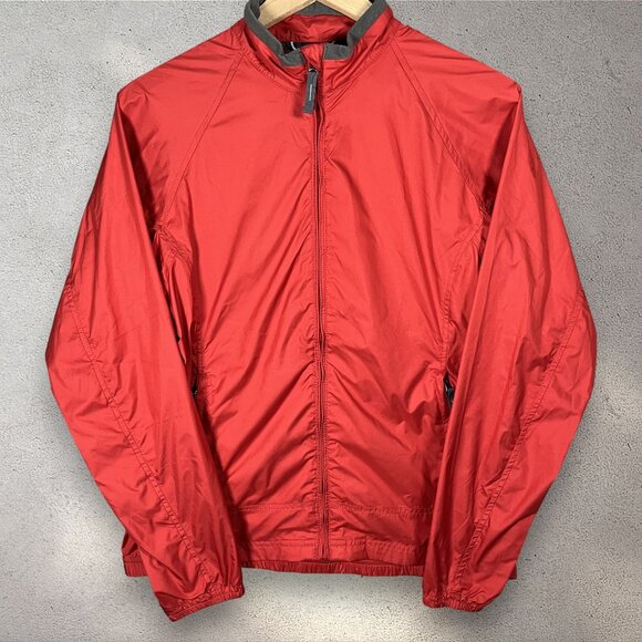 Lands’ End Windbreaker Jacket Womens Small Red Lightweight Zip Up Pockets Active - Picture 1 of 8